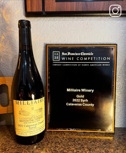 Milliaire Winery's 2022 Syrah won gold at the San Francisco Chronicle Wine Competition