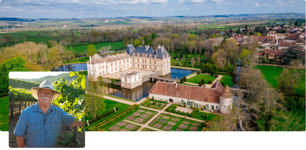 Château Cormatin, France with a picture of Steve Millier from Milliaire Winery